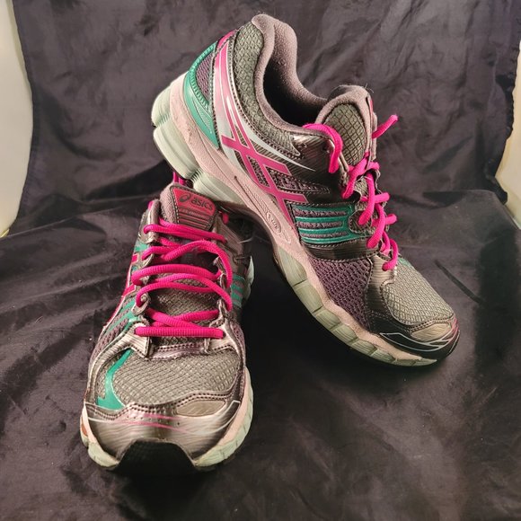 Asics Womens Gel Nimbus 15 T3B5N Gray Green Pink Running Shoes Sneakers Size 11 - Picture 1 of 9